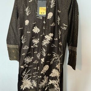 Black and Gold Long Sleeve Dress/ Traditional Pakistani-Indian Kurta